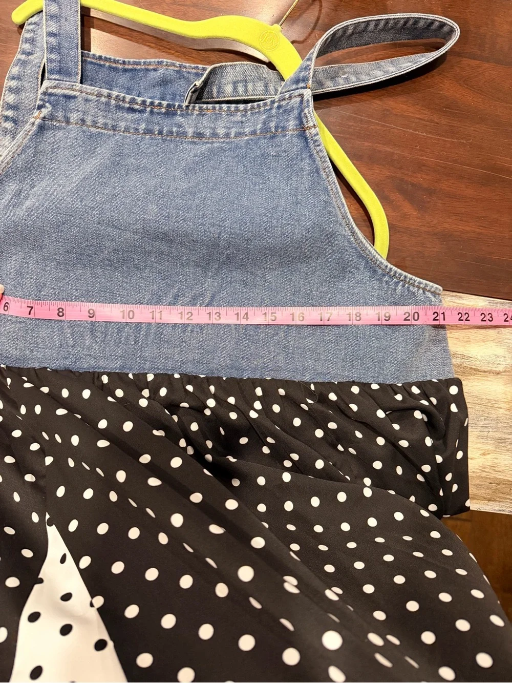 Oddi Polka Dot Denim-Top Maxi overall Dress - Black & White - Picture 4 of 5